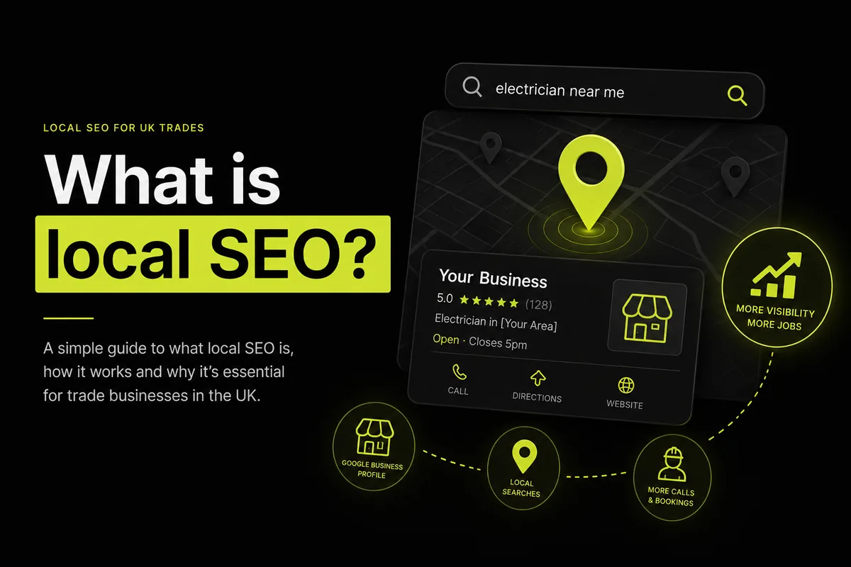 Google map pack result for an electrician search, showing the search bar, map pin and business panel